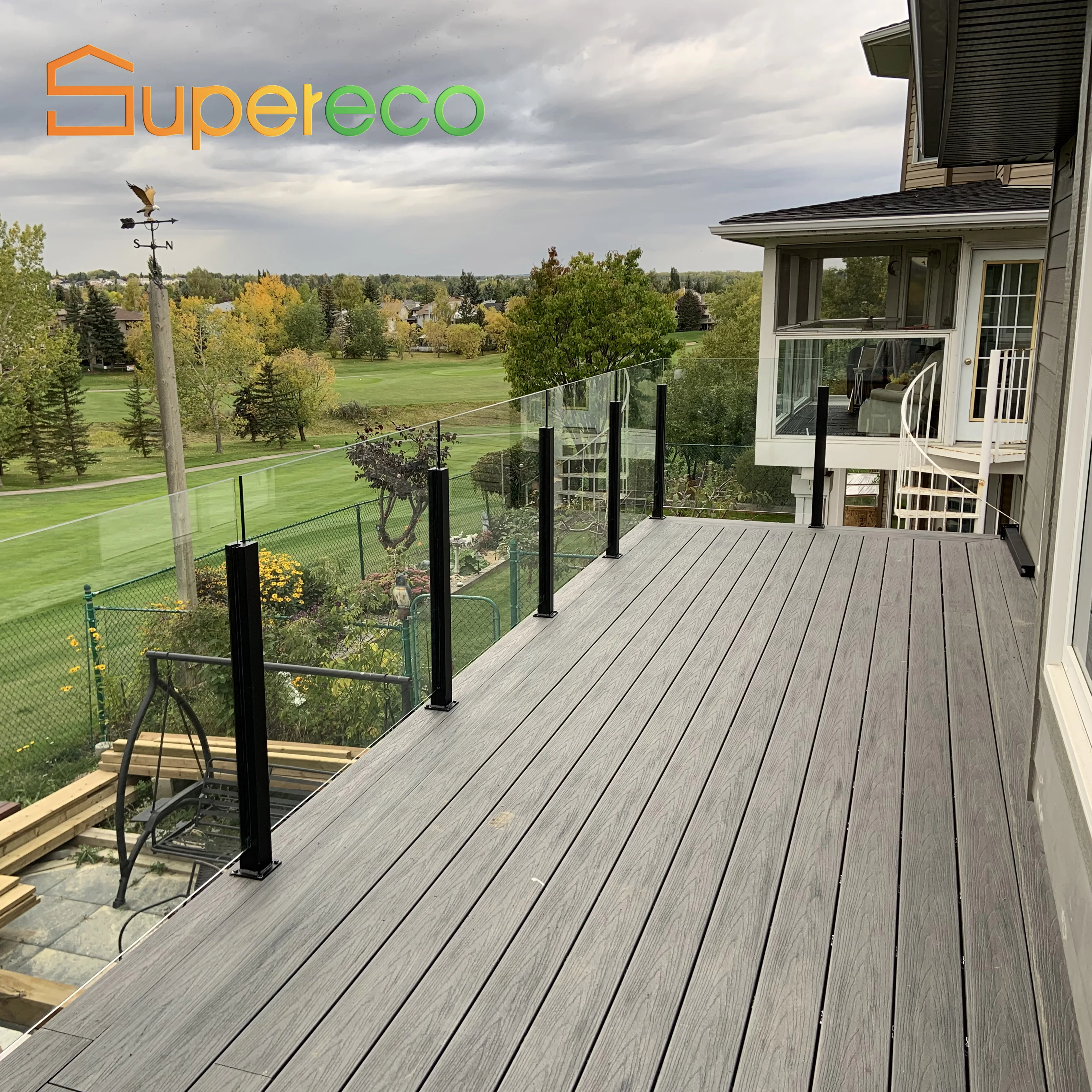 Terrace Flooring Solid Outdoor Wood Plastic Composite WPC Decking Anti-UV Water Proof Deck Wood Veneer For Swimming Pools