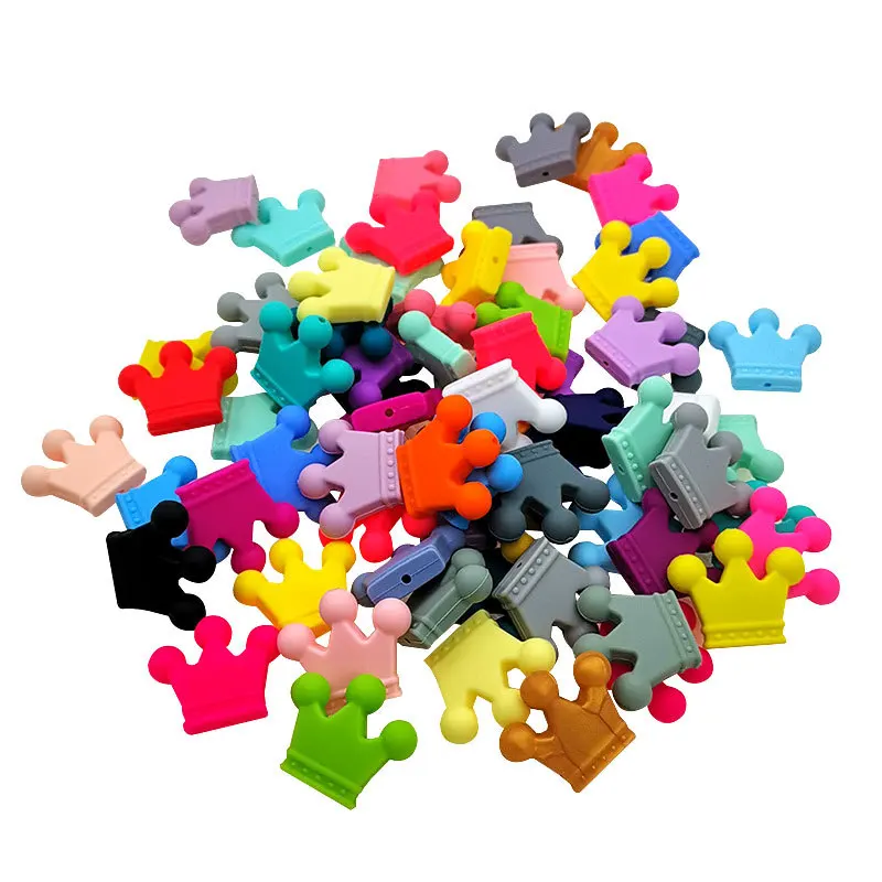 DIY Silicone Baby Teether Crown Chewable Toys Focal Beads Pacifier Clips Girls Cute Teething Toys Gifts Baby Teether Pendant