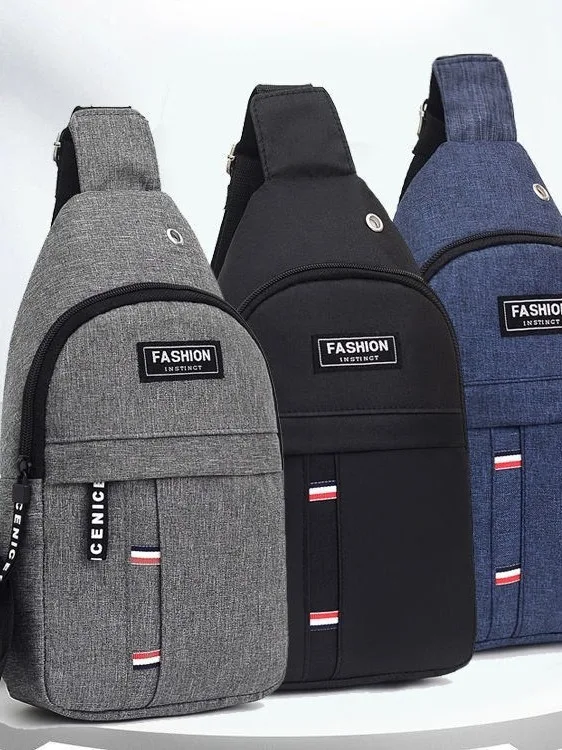 Custom Logo Earphone Hole Waterproof Sport Shoulder Sling Crossbody Men Chest Pack Bag Men Sling Bag