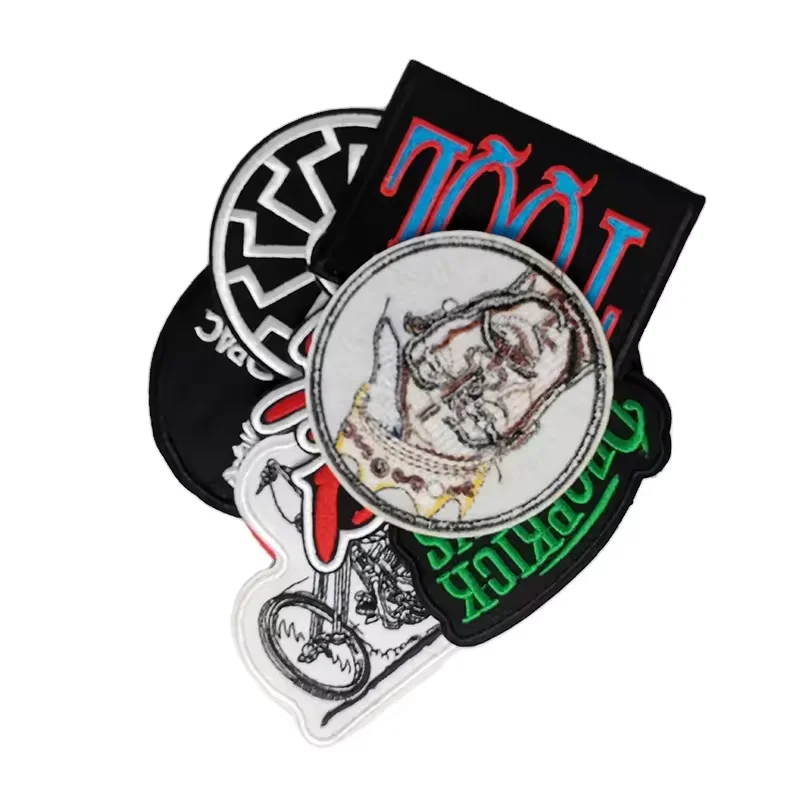 Custom Fashion Heat Transfer Big Logo Embroidery Patches Iron Fabric Sustainable Clothes Decoration Embroidered Accept OEM