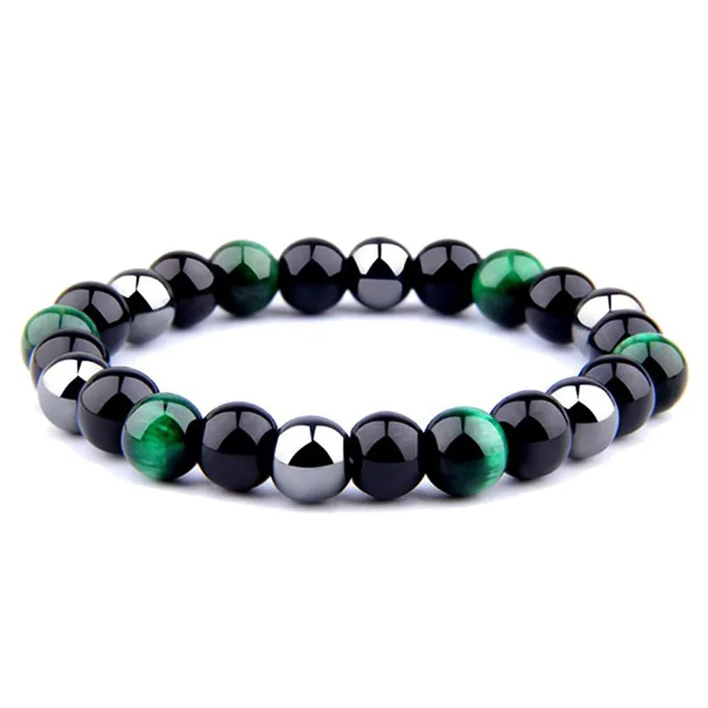 Trendy Natural Stone Magnetic Health Protection Women Soul Jewelry Pulsera Hombre Obsidian Hematite Tiger Eye Bracelets