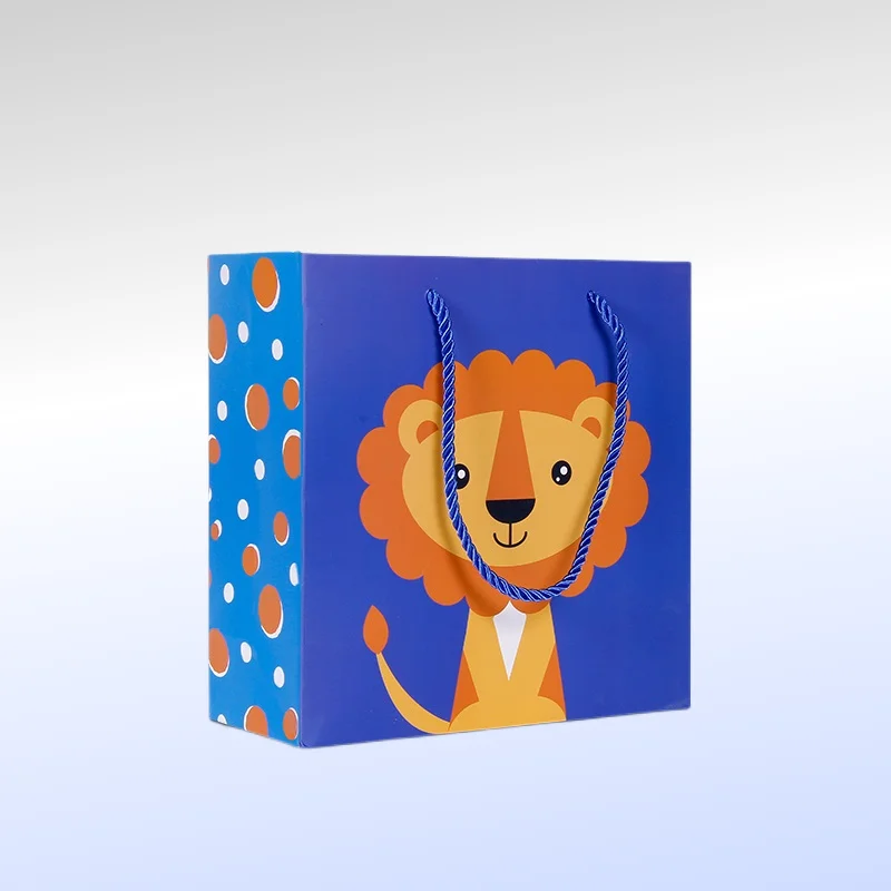Luxury Hot Sale Customize Your Own Logo Shopping Paper Kids Animal Party Favor Paper Bag With Bow