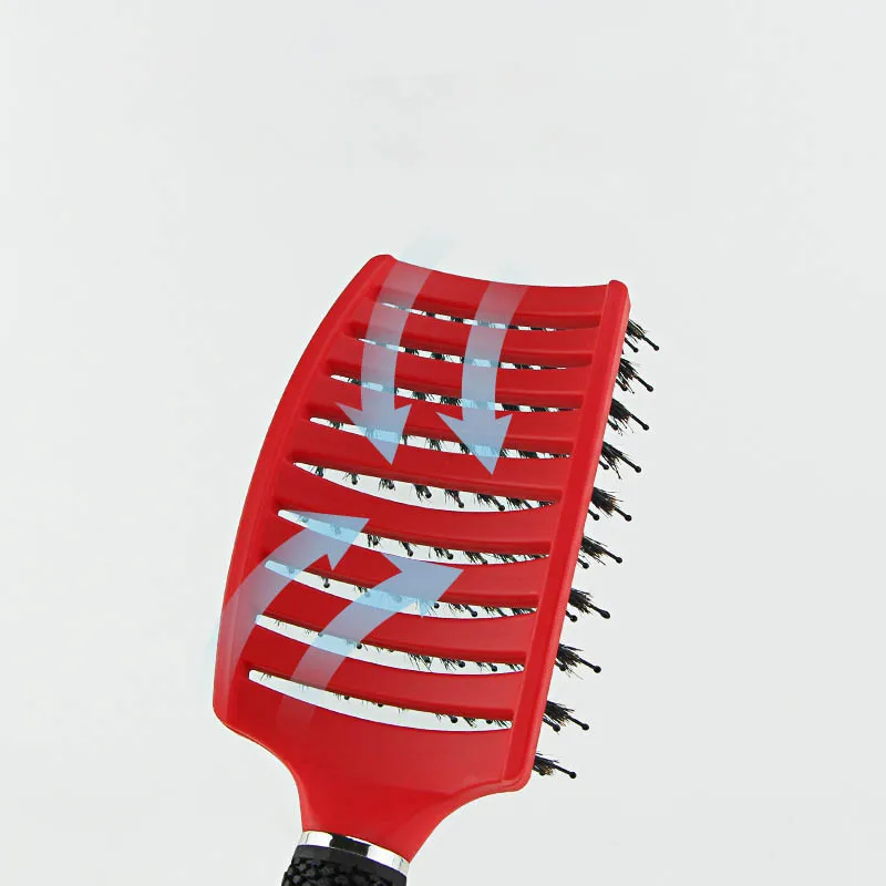 New Style Customize Logo Big Curved Comb Oil Head Curly Detangling Hair Brush Massage Scalp Brush Hairdressing Styling Tools