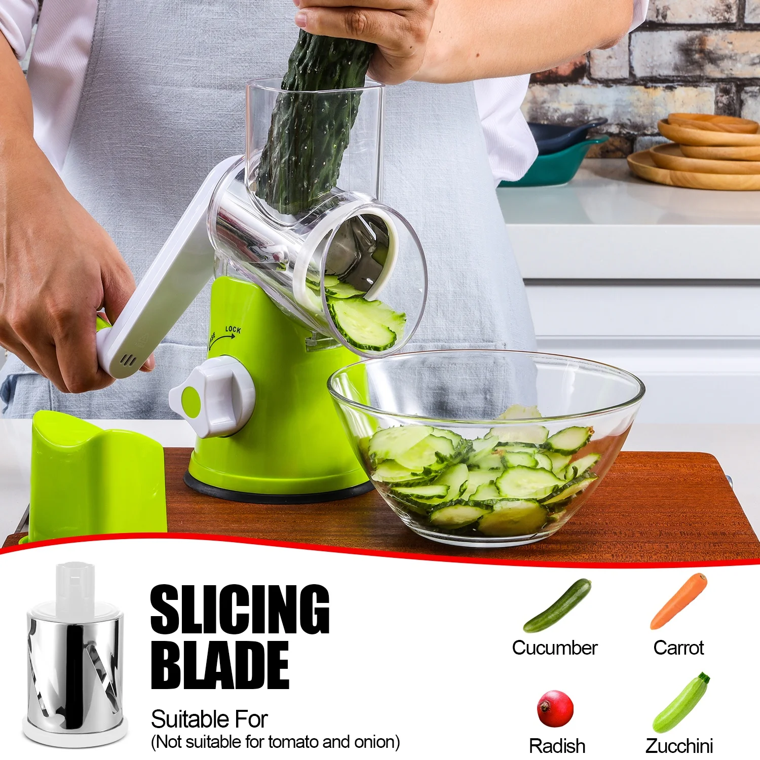 Green salad rotating vegetable grater slicer fruit and vegetable cutter slicer grater shredder