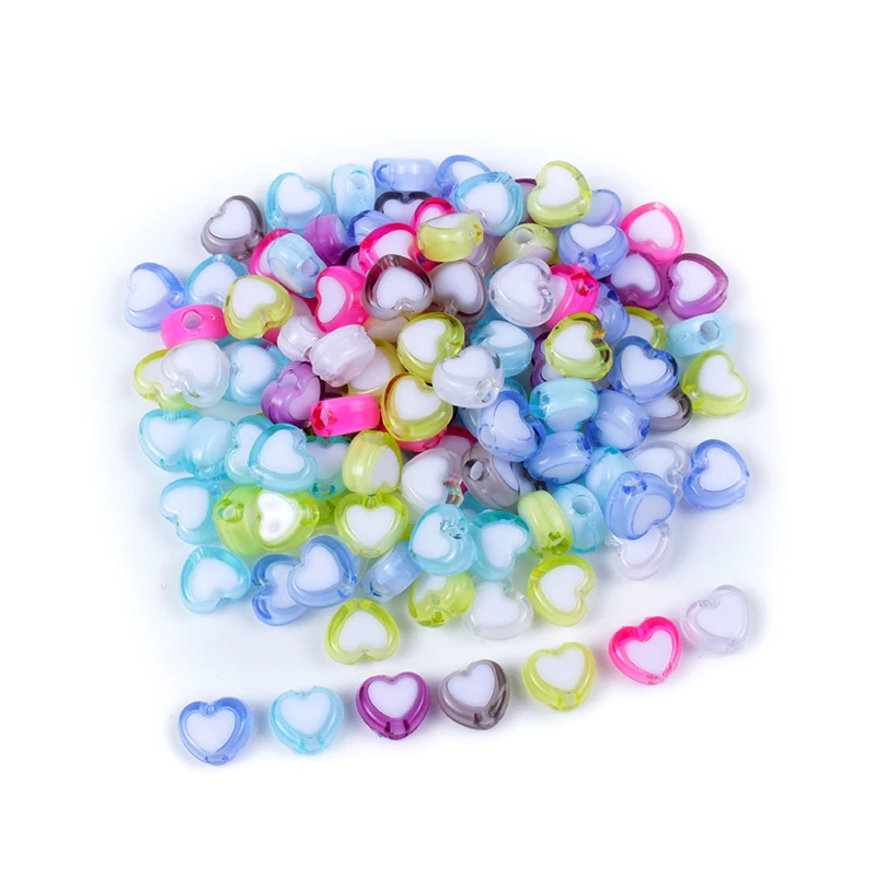 New 4x7mm Heart Shape Acrylic Bead 100Pcs/Bag Loose Spacer Beads For Jewelry Making DIY Bracelet Accessories