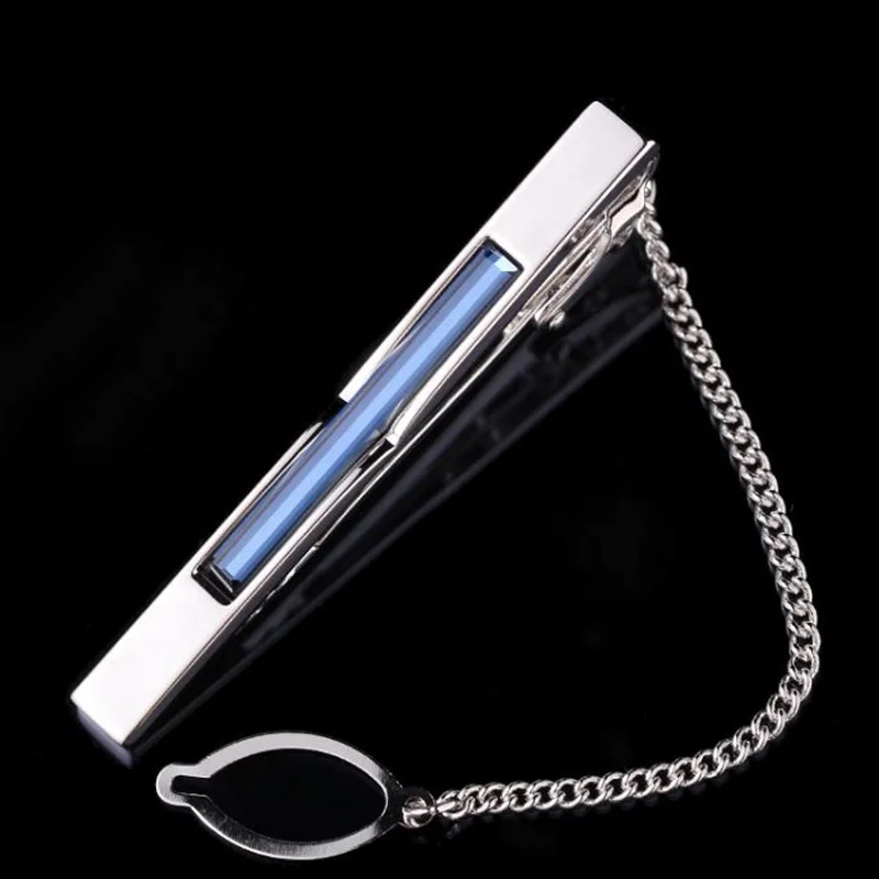 fashion zircon copper diamond chain business wedding tie clip bar for men