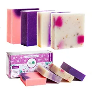 Amazon Hot Sale 4PC Customize Organic Skin Care Lightening Whitening Handmade Face Bath Body Bar Soap Gift Set