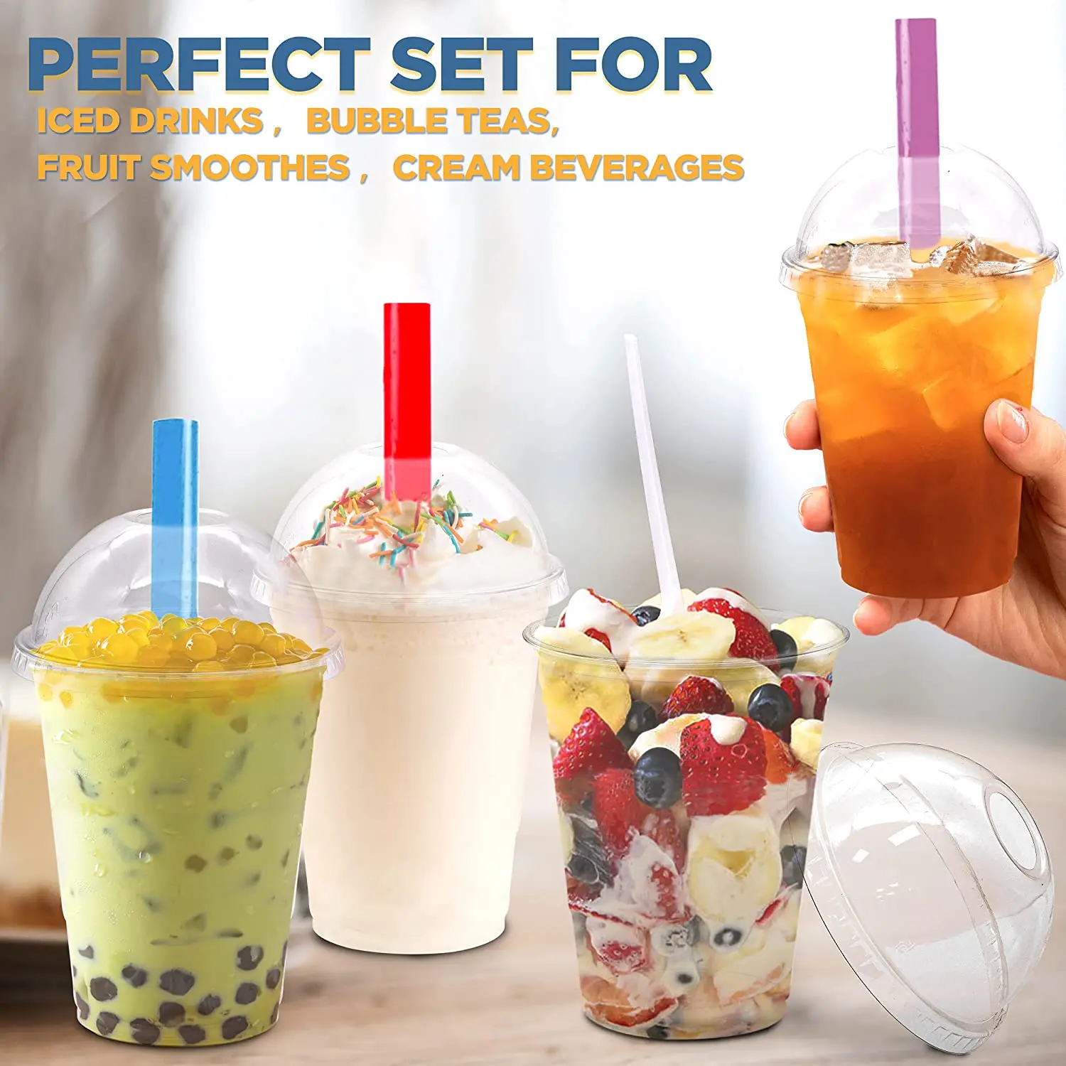 High Quality Mass Customization Wholesale Transparent PET Disposable Plastic Cups With Lids For Cold Drink Juice Drink Cups Can