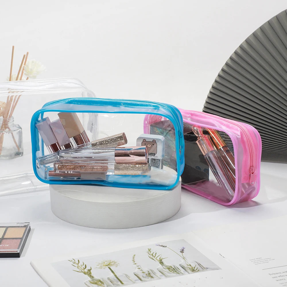 Легкая Розовая прозрачная косметичка, прочная водонепроницаемая прозрачная косметичка на заказ