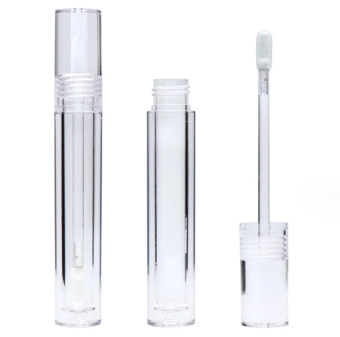Factory Wholesale Makeup Packaging Round Clear Lip gloss Tube Private Label Transparent Packaging Empty Lipgloss Containers