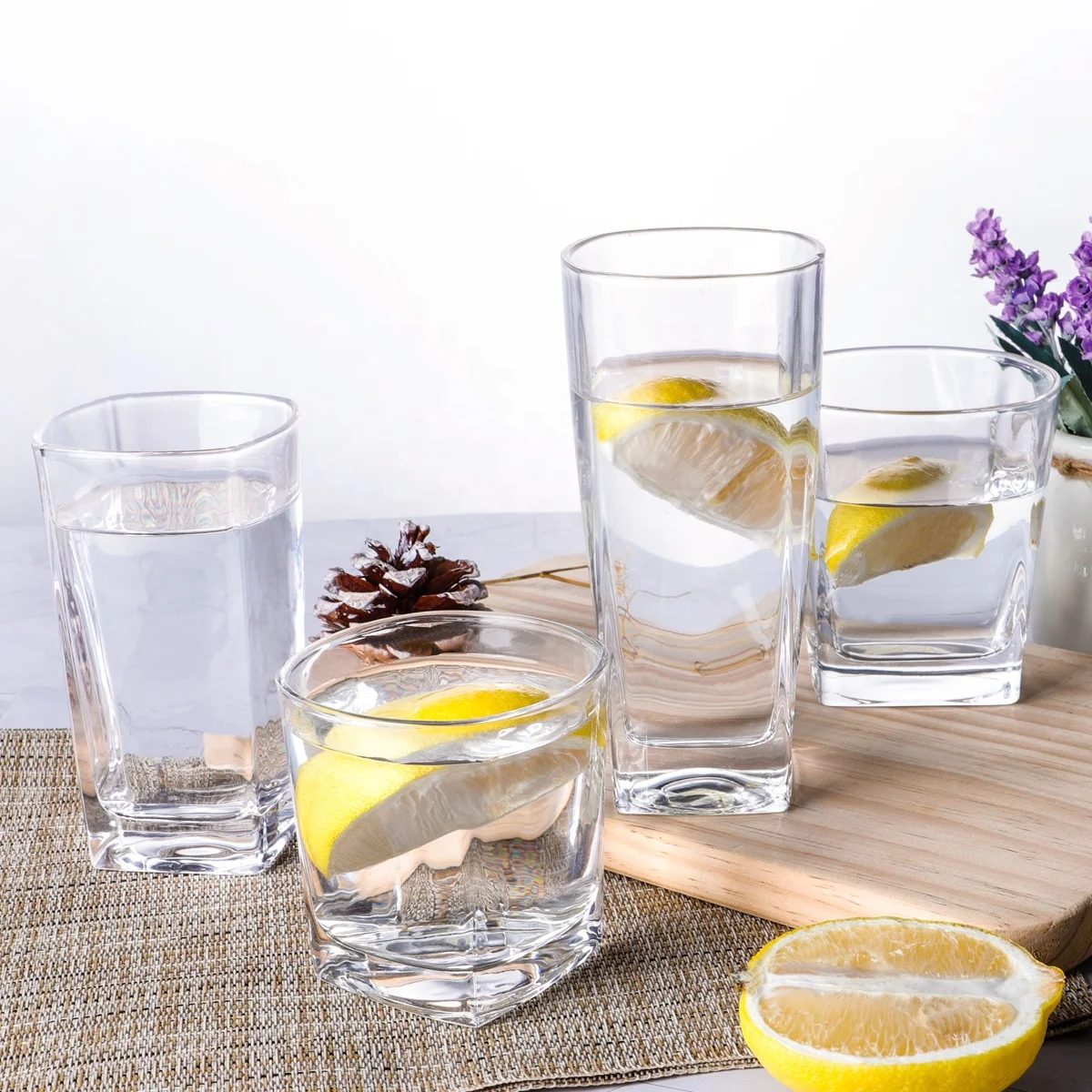 Classical 10oz Octagonal Water Glass Tumblers for Milk Juice Drinking Lead free