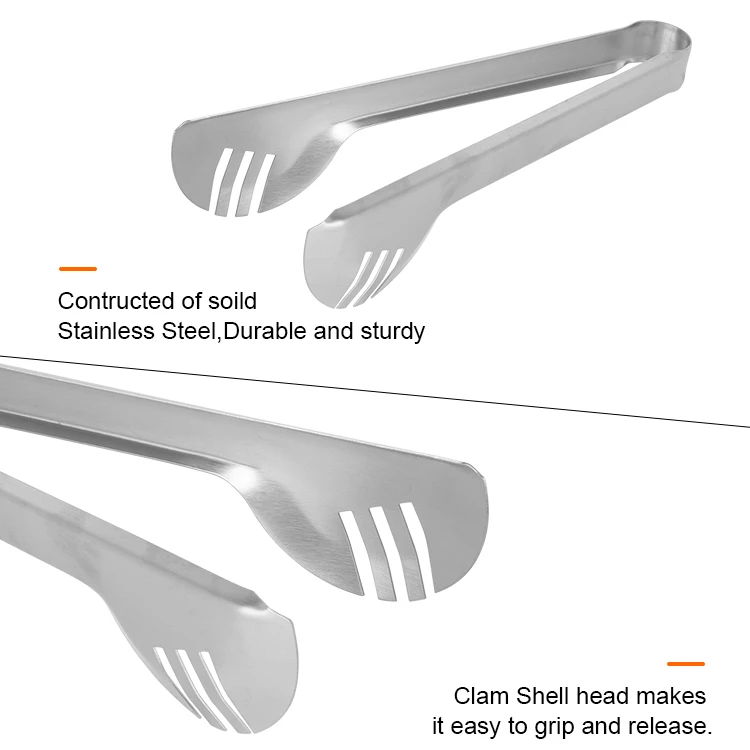 9 inch Barbecue Stainless Steel BBQ Tong Kitchen Metal Food Tongs Cooking Food Serving Tongs
