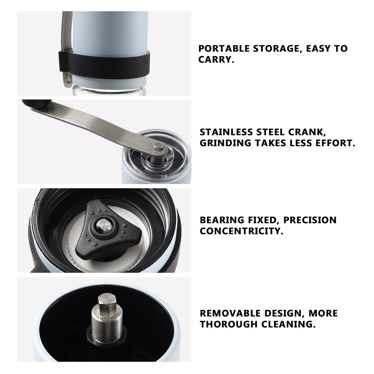 Stainless Steel Coffee Mill Camping Portable Coffee Bean Grinder With Crank Handle Ceramic Burr Manual Coffee Grinder