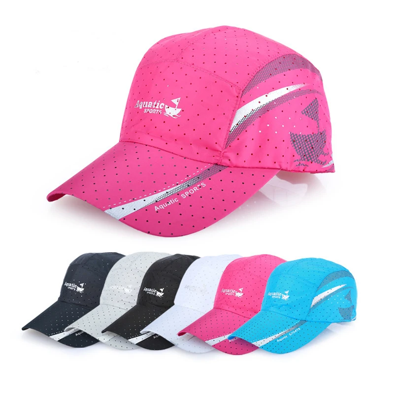 Summer  Microfiber Printed Logo Custom 5 Panels Baseball Hats Sports Running Mesh  Caps