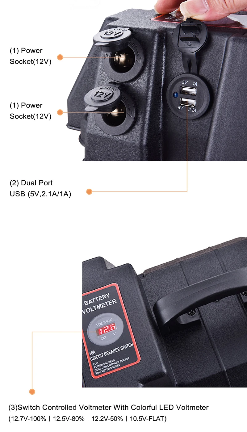 Supplier Manufacturer Customized Portable Lithium Battery with Power Output Box 12V 100AH 1200W