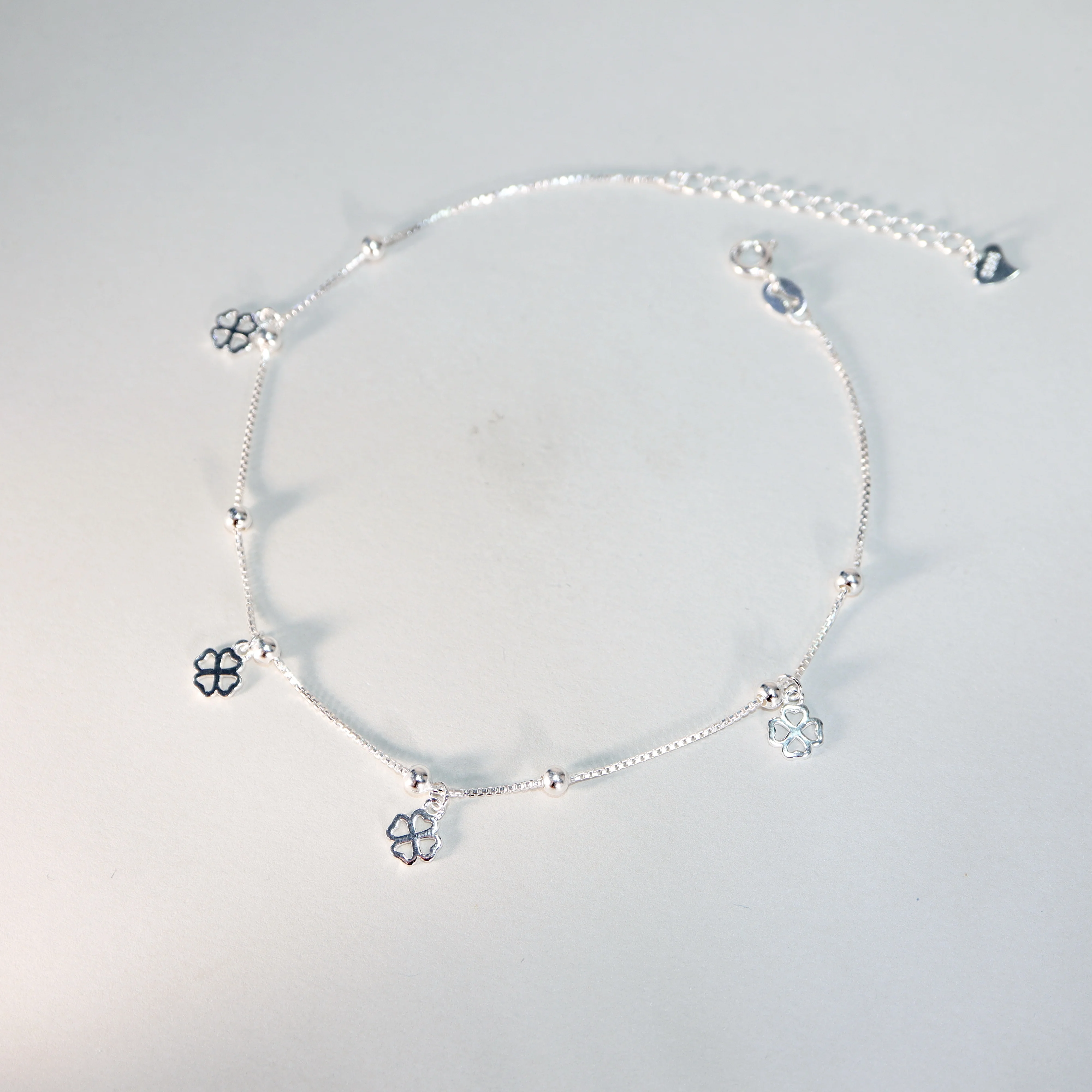 Custom Anklet Rhodium Plated Lucky Four Leaf Clover Jewelry Leg Chain  Anklets Foot Jewelry Silver 925 Fine Jewelry Anklets