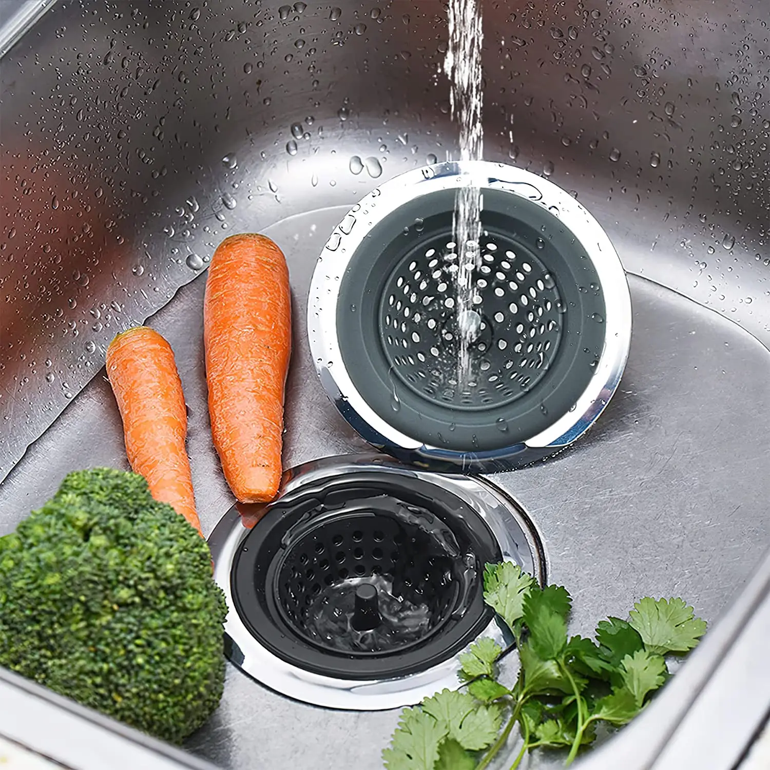 2 Pack Kitchen Sink Strainer 4.6' Stainless Silicone Kitchen Sink Stopper