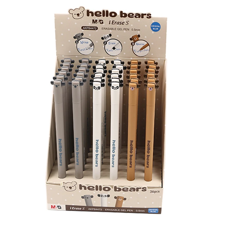 Узор в виде животных удобные резиновые покрытием баррель f: кристально-голубой милый дизайн со стирающимися чернилами гелевая ручка стереть синего