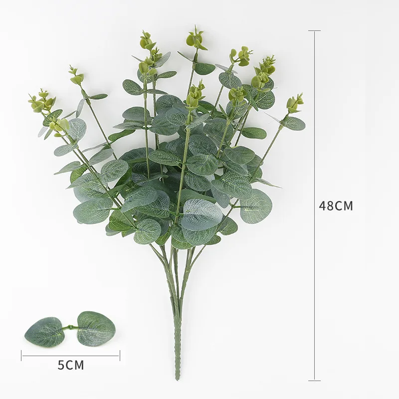 Plastic eucalyptus artificial green leaves money leaf plants artificial leaf flower arrangement
