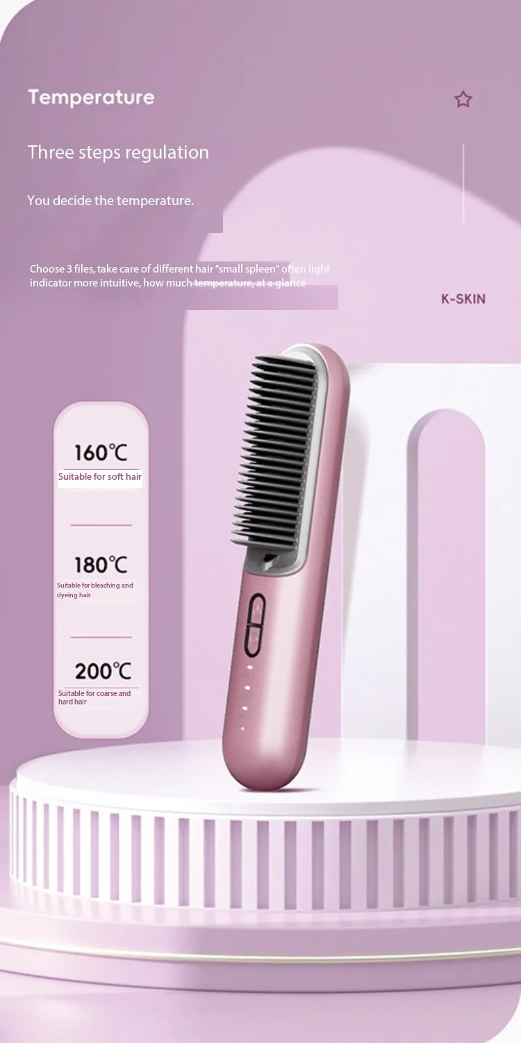 Low Price Cordless Wireless Electric Hair Straightener brush Flat Irons Comb Portable Styler Hair Caring  for Travel