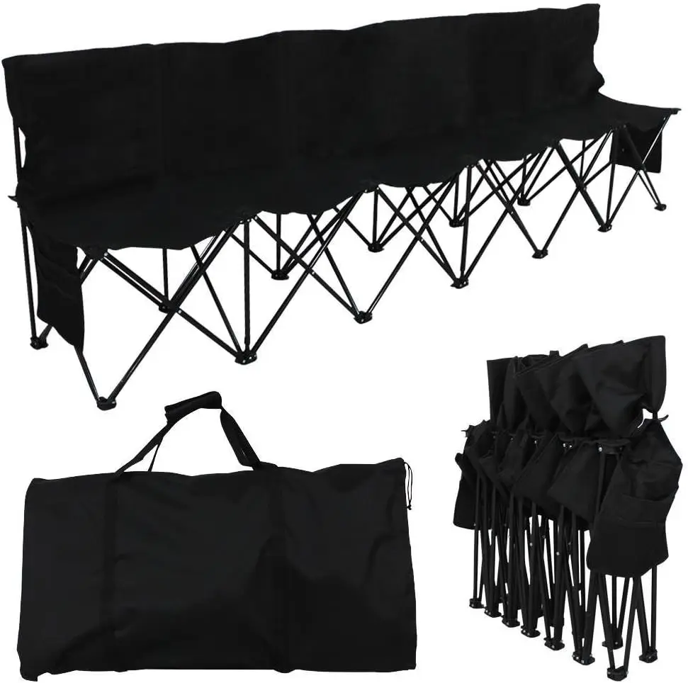 Portable Soccer Sports Collapsible Oxford Cloth 3 4 6 Person Seats Bench Lounge Outdoor Folding Camp Garden Beach Chairs