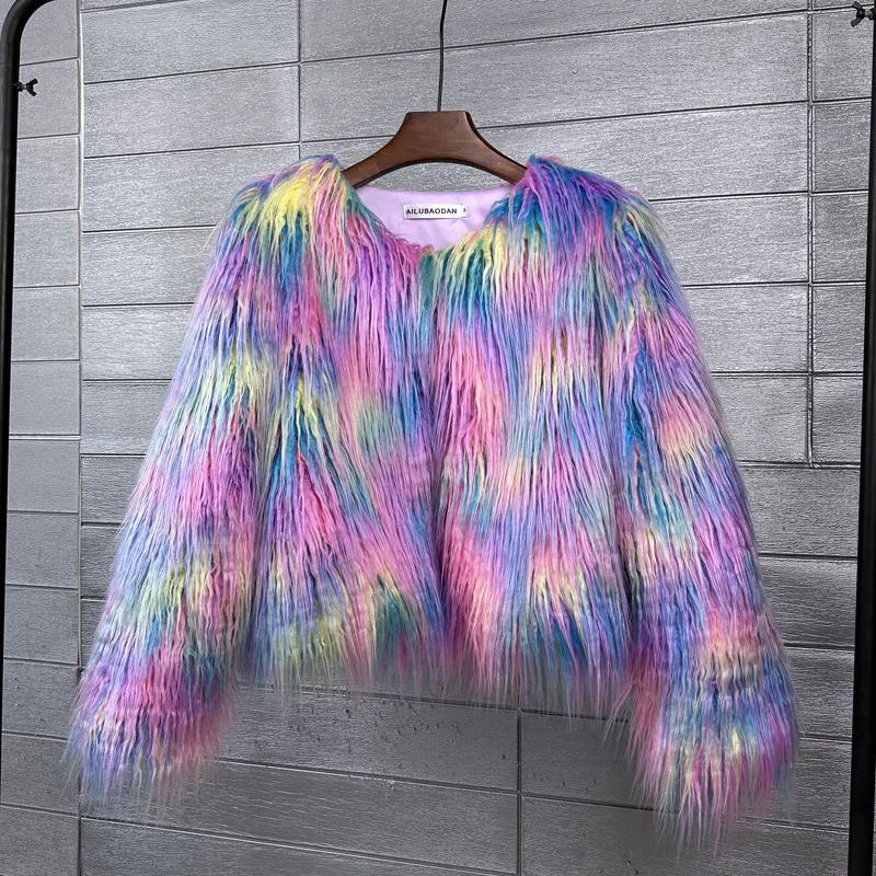 Fashion 29 Colors Warm Faux Fur Long Sleeve Short Coat For Women
