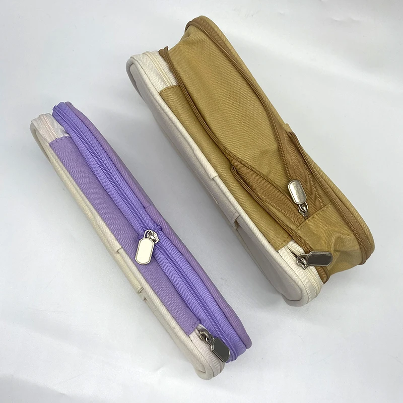 customs color canvas large capacity multifunction portable pencil box pencil case for Office College School