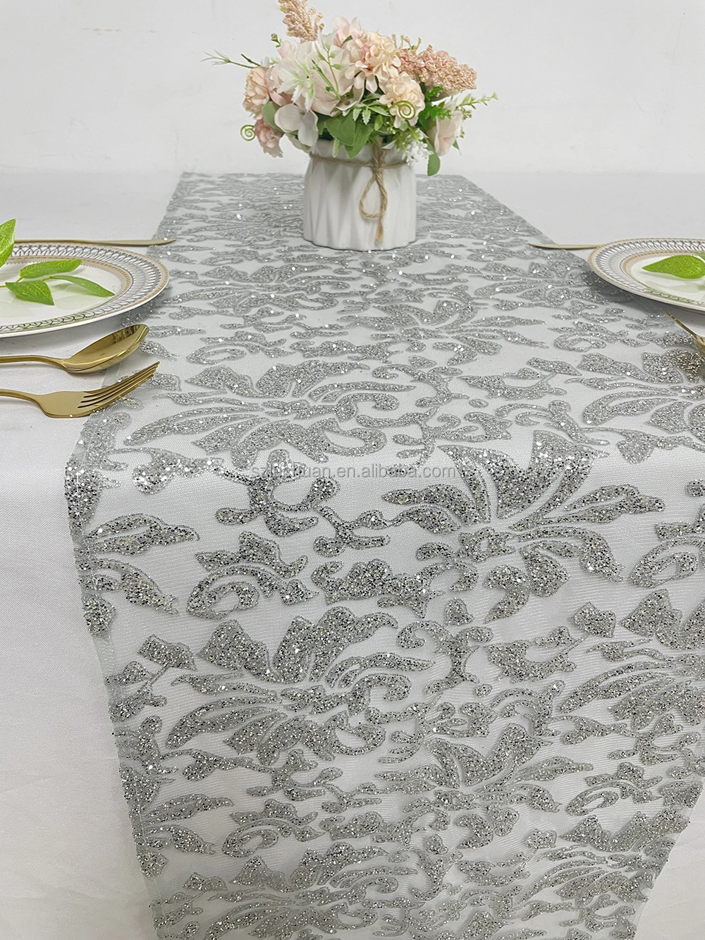 Gold Beaded Sequin Table Runner Party Decoration Wedding Table Runner