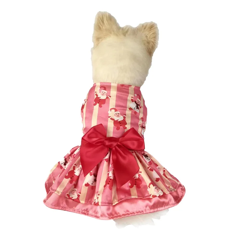 S - XL Holiday Series Christmas Pet Dress Adorable with Bowknot Decoration Holiday Clothes for Dogs Comfortable Xmas Puppy Skirt