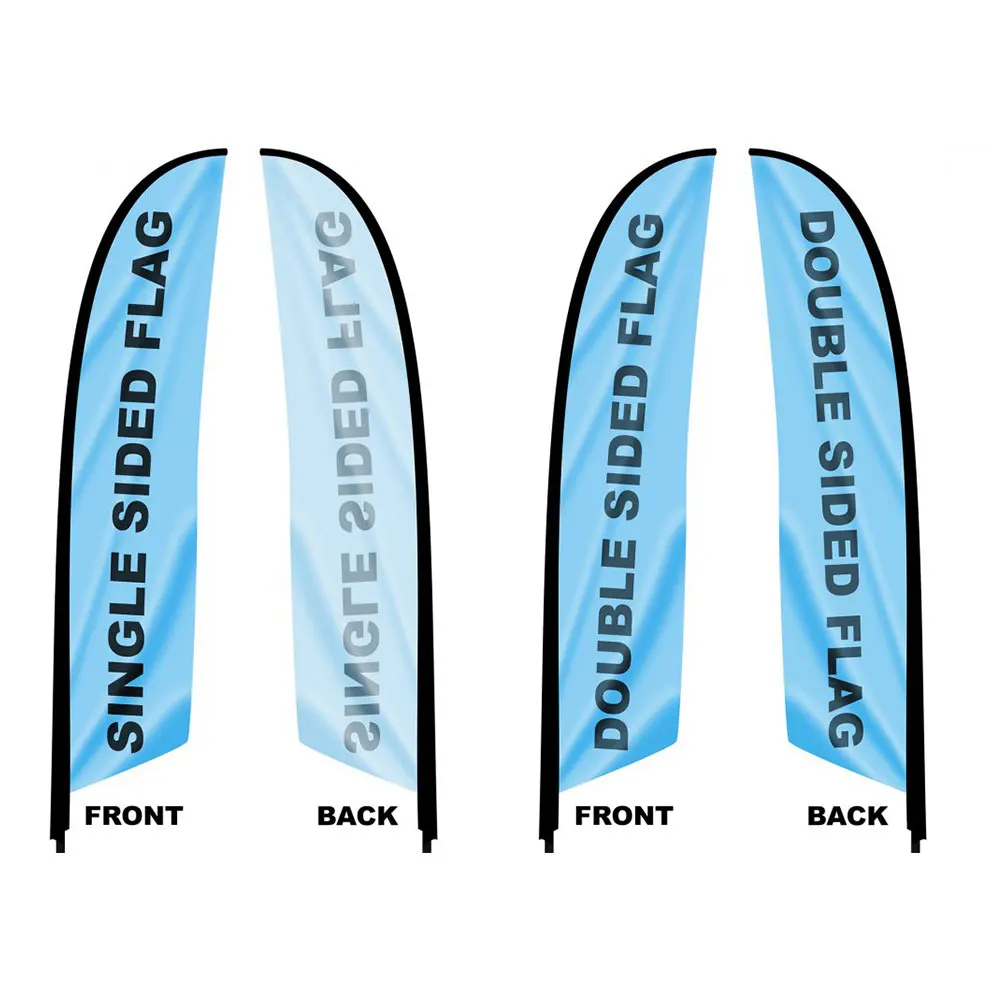 Custom Logo Digital Printing Promotional Advertising Beach Feather Swooper Flag Flying Banner with Base and Pole