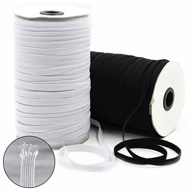 China factory wholesale flat 1/4 braided elastic white