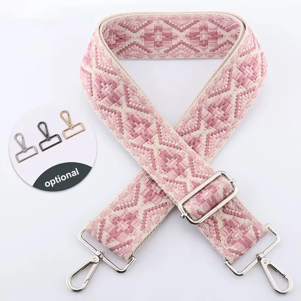 Strip solid wide nylon shoulder bag belt handbag straps with adjustable metal buckle