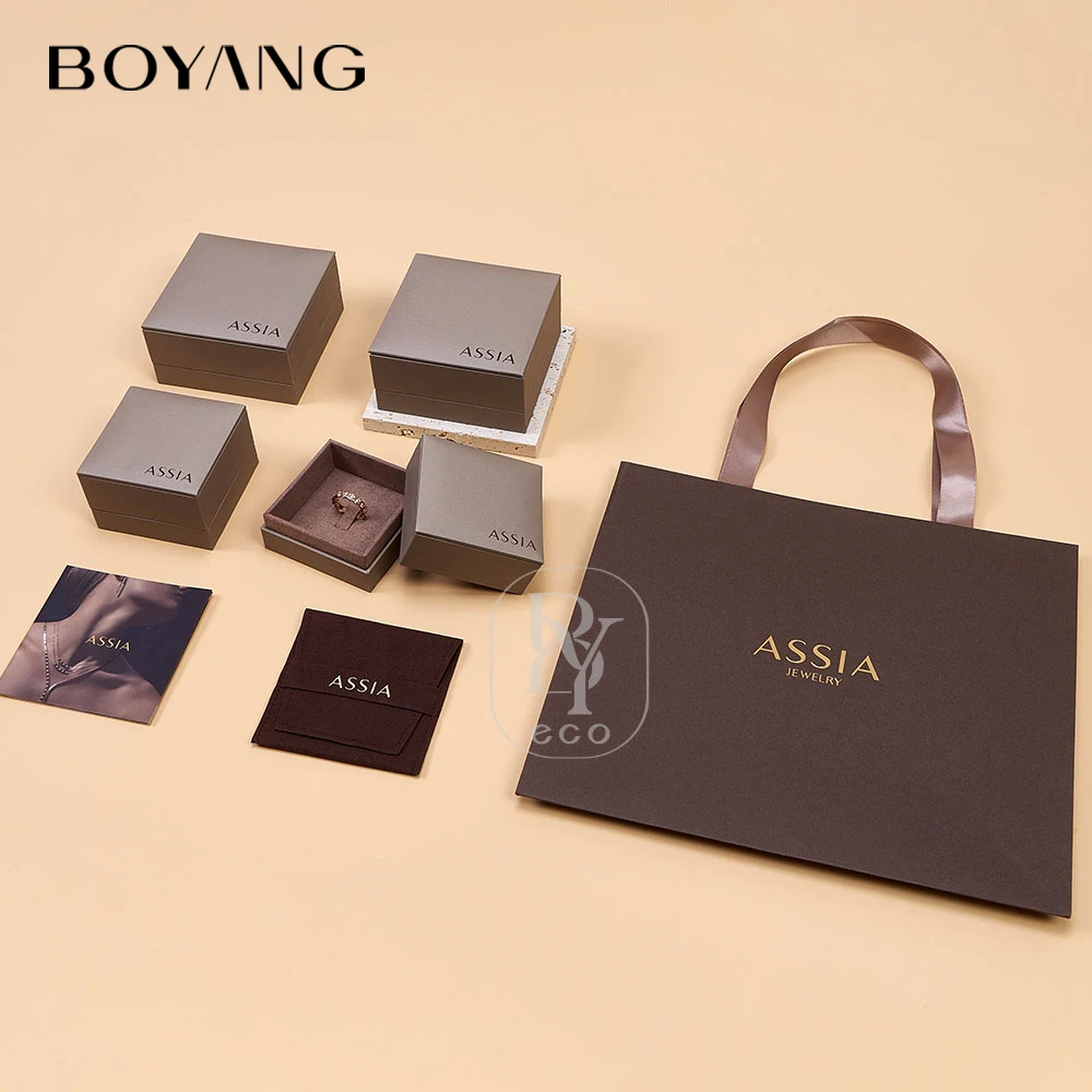 Boyang Custom Luxury PU Leather Necklace Pendant Ring Packaging Jewelry Gift Box
