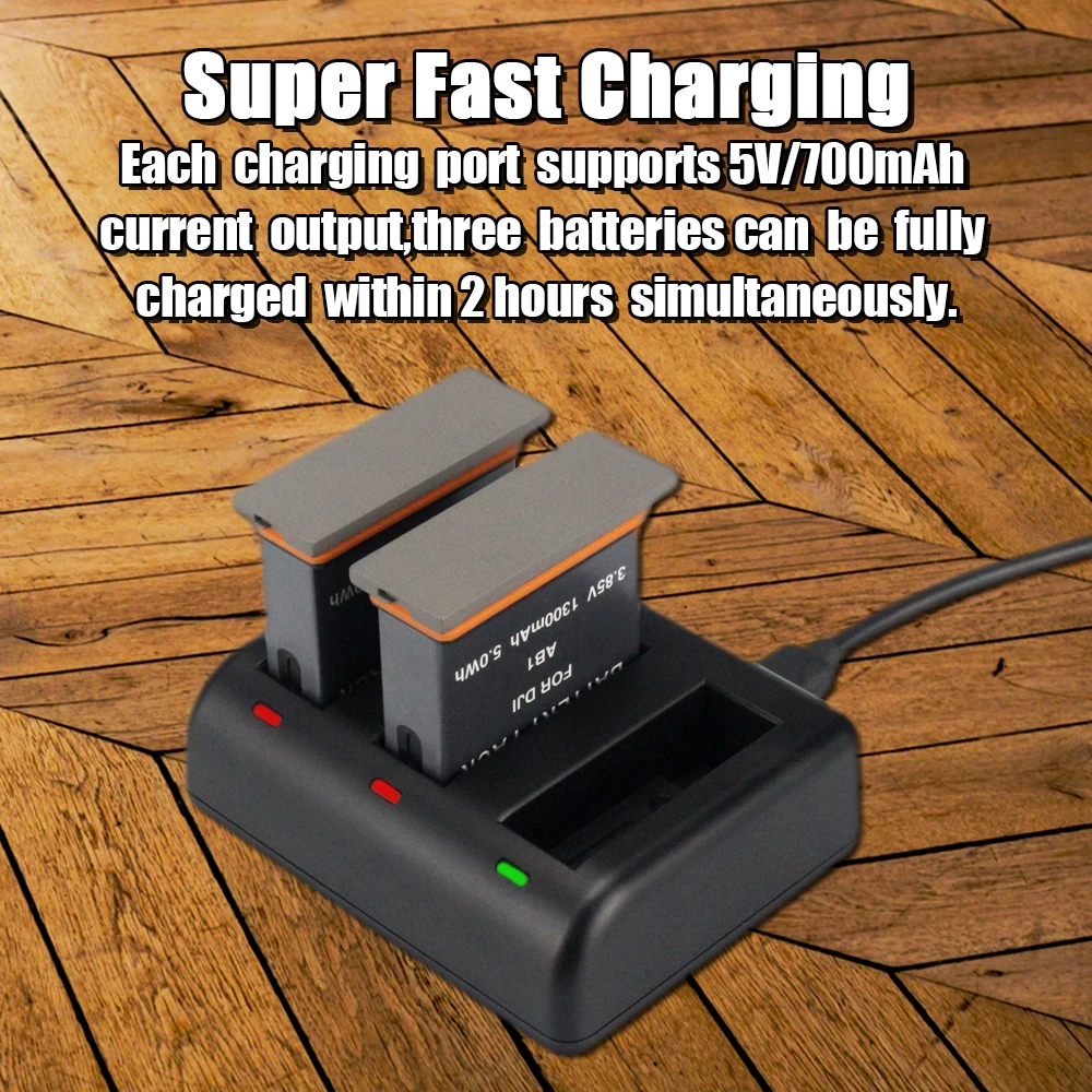 
Powertrust 3-channel charger with two batteries kits for DJI OSMO ACTION AB1 battery 