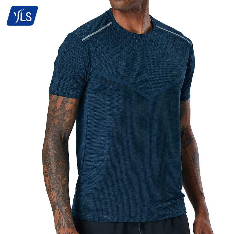 YLS 2023 New Wholesale Running T Shirt Mens Gym Apparel Blank Breathable Polyester Elastane T Shirt Men