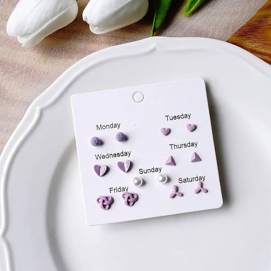 Ceramic Heart Ear Post Stud Earrings Mixed Color Flower Star Universe Planet Earring Girl Women Ear Daily Jewelry