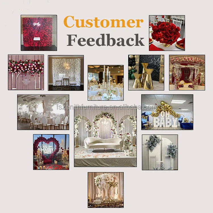 Factory Modern Banquet Event Furniture Gold Stainless Steel Wedding Table with Crystal Beads