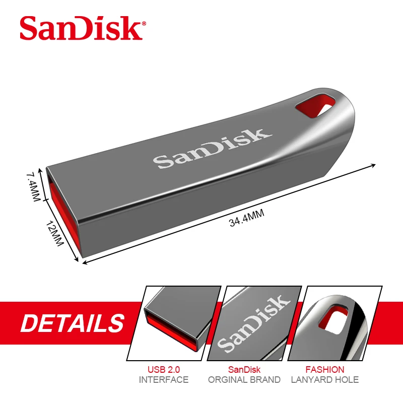 SanDisk CZ71 USB Flash Pen Drive 128GB 64GB 32G 16GB usb2.0 pendrive metal flash disk