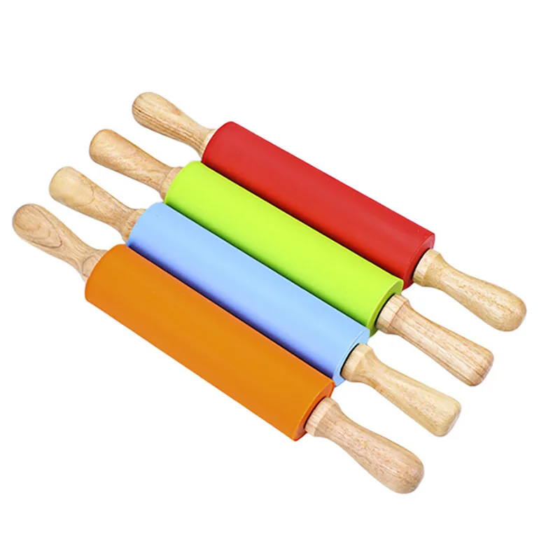 Small Size Durable Pp Handle Pastry Rolling Pin with Wooden Handle Nonstick Silicone Mini Rolling Pin For Kids