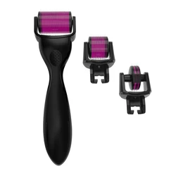 Titanium 3 in 1 derma roller kits with replaceable microneedling face roller head for skin rejuvenation derma rolling system