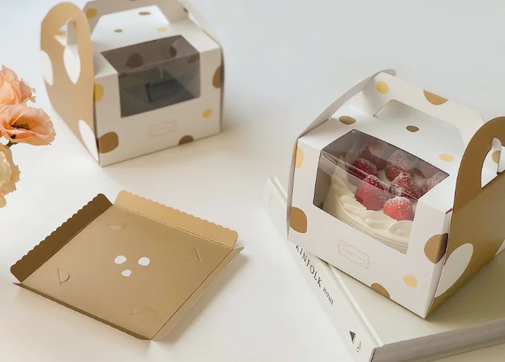 High Quality Custom Logo and Size Colored bento cake box Paper Cake Packaging Box with Handle and Transparent Window
