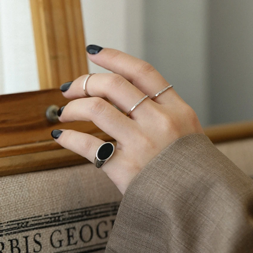 Hotsale flat small rings jewelry women 18k gold ring sterling silver 925