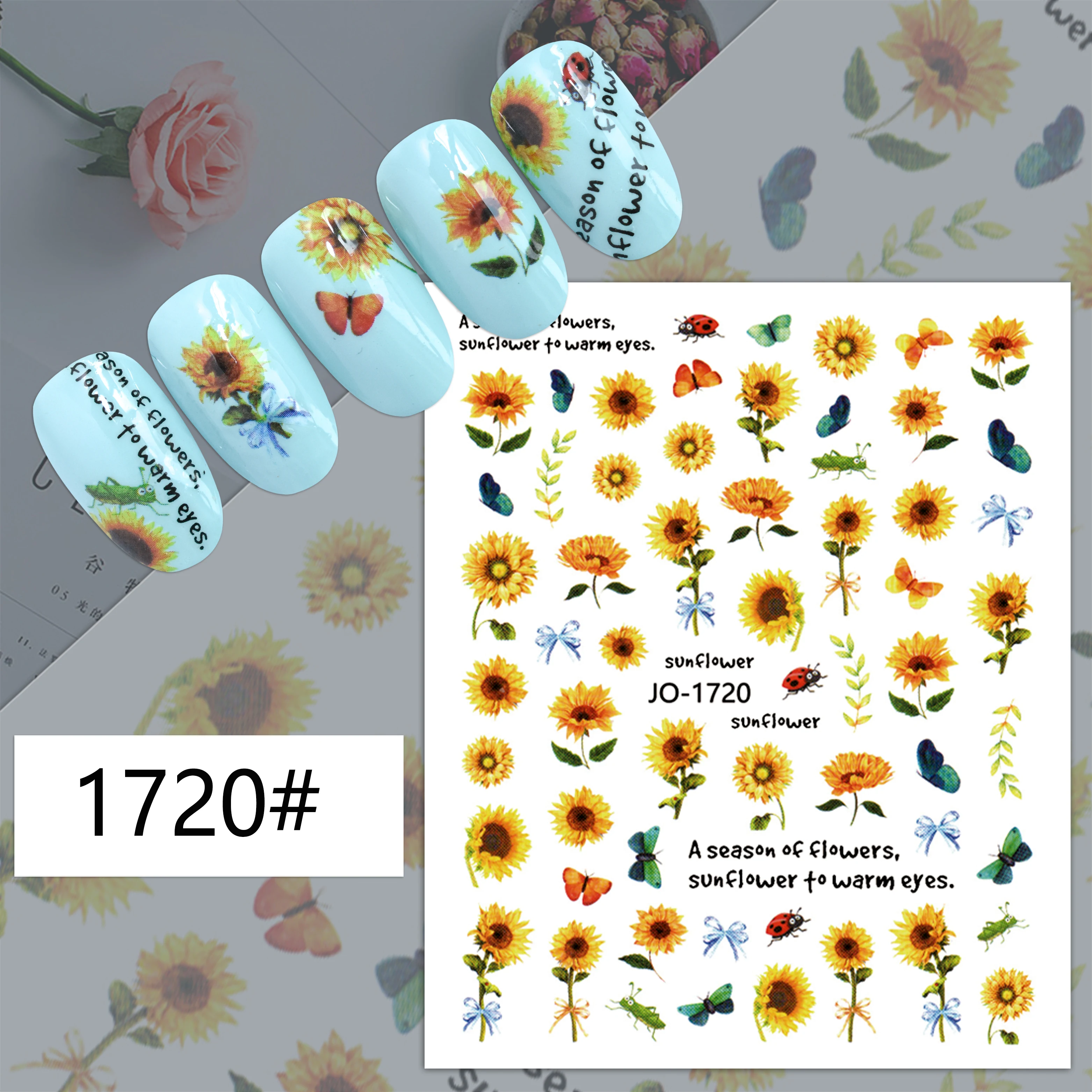 2023 New manicure stickers sunflowers sticker 3d nail art sticker decoration