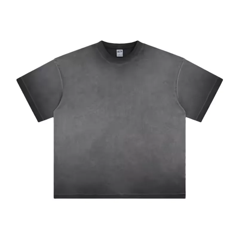 Custom blue Boxy Crop T-shirt Round Ribbed Neck T-shirt High Quality Cotton oversized plus size Mens T Shirt with private label