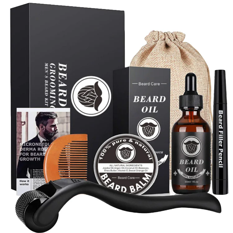 Beard Grooming Kit for Men All Natural Ingredient with Beard Roller Perfect Gifts for Dad & Husband Beard Growth Kit
