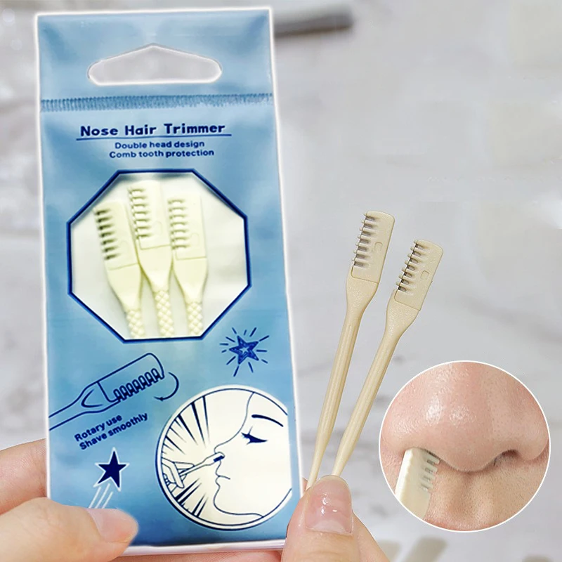 3Pcs Manual Double Headed Nose Hair Trimmer  Earpick Trim Cleaning Nasal Cavity  Razor Portable Washable Nose Hair Trimmer