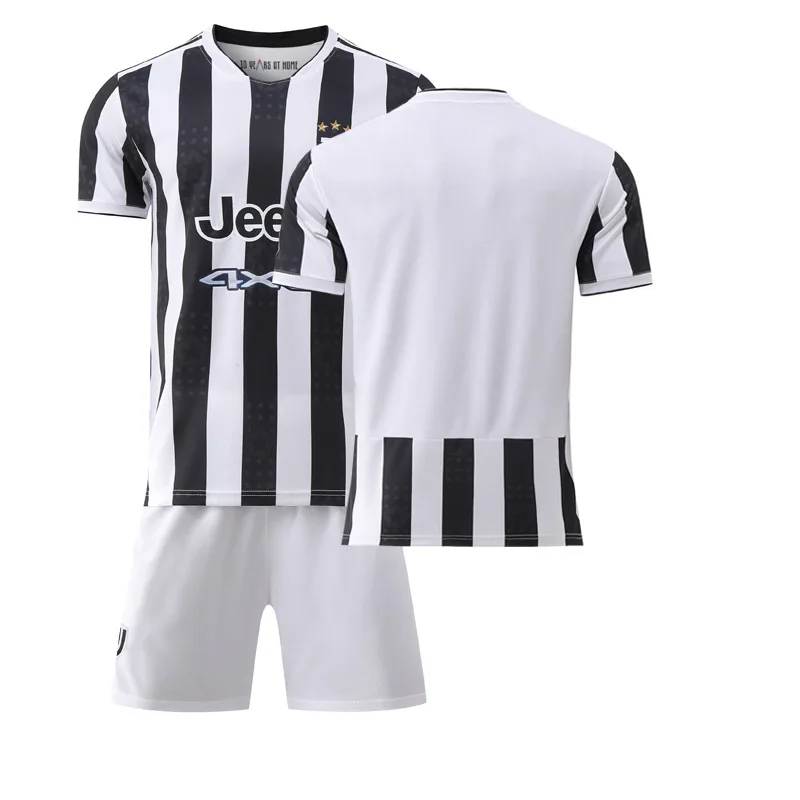 Wholesale Printing Black and White Striped Football Uniform Football Jersey Soccer Jersey