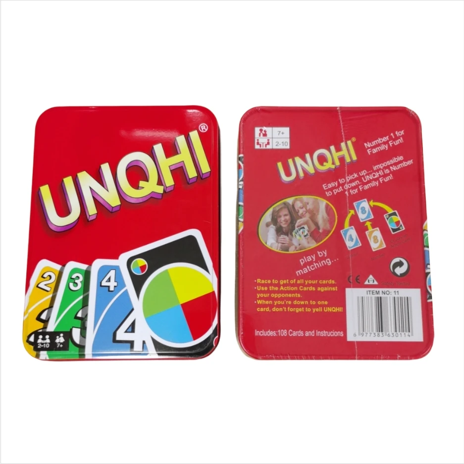 UNQHI New Arrival 112pcs For Wild Classic No Mercy Skip Poker Thickened Pvc Full Range Party Playing UN Cards Game