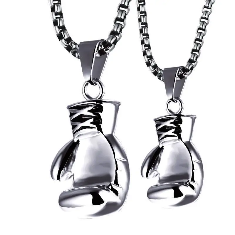 Wholesale Sale Good Price New Trendy Punk18K Gold Plated Stainless Steel Boxing Glove Pendant Chain Necklace For Men