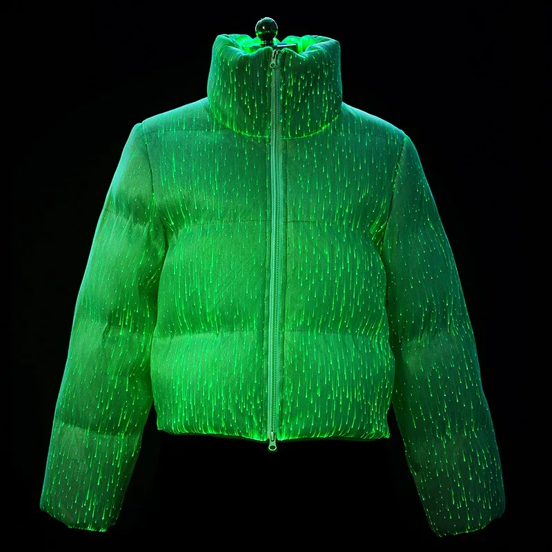Luminous Clothes Women Warm Jacket Illuminating Lights Costumes Fiber Optic Blazer Dance Party Stage Hiphop